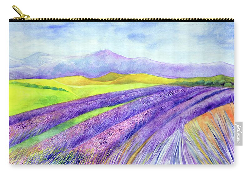 France Zip Pouch featuring the painting Abbey Fields at Senanque by Kandy Cross