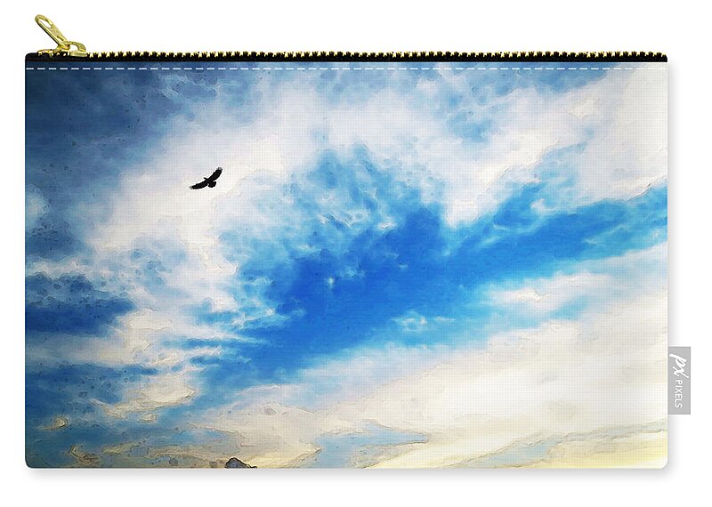Eagle Zip Pouch featuring the painting Above The Clouds - American Bald Eagle Art Painting by Sharon Cummings
