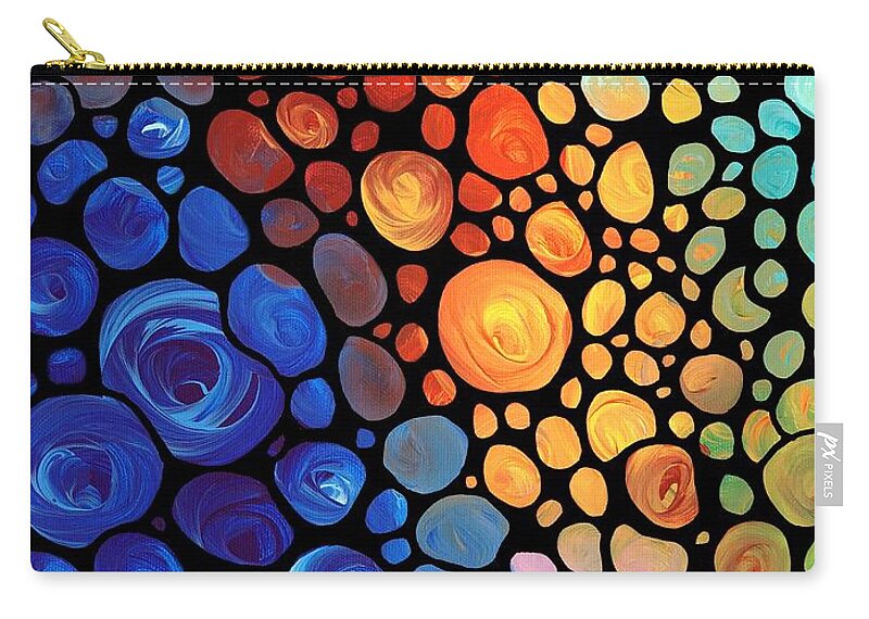 Abstract Zip Pouch featuring the painting Abstract 1 - Colorful Mosaic Art - Sharon Cummings by Sharon Cummings
