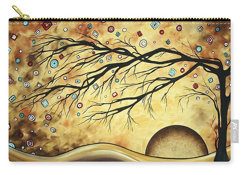 Abstract Zip Pouch featuring the painting Abstract Art Metallic Gold Original Landscape Painting Colorful DIAMOND JUBILEE by MADART by Megan Aroon