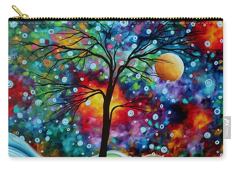 Abstract Zip Pouch featuring the painting Abstract Art Original Colorful Landscape Painting A MOMENT IN TIME by MADART by Megan Aroon