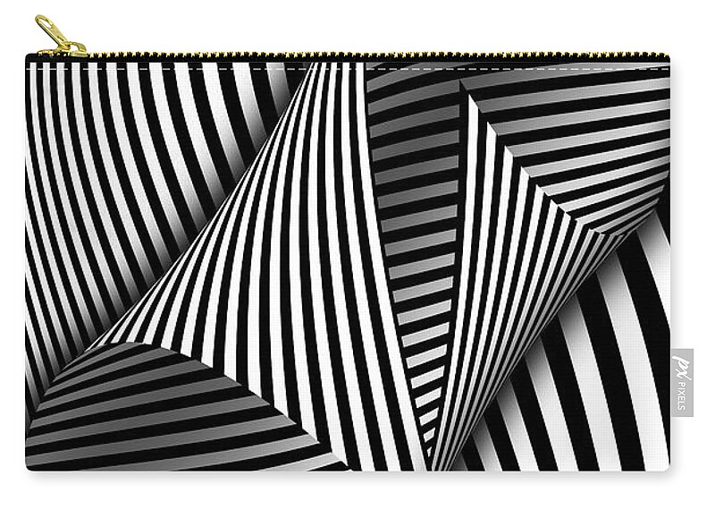 Lines Zip Pouch featuring the digital art Abstract - Catch the red ball by Mike Savad