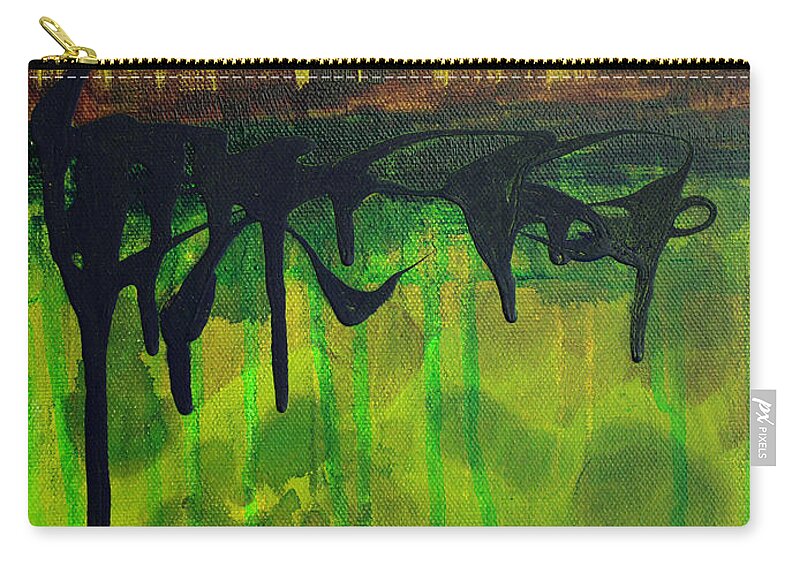 Abstract Zip Pouch featuring the painting Abstract Cityscape Skyline by Nancy Merkle
