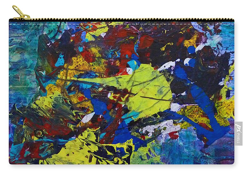 Abstract Expressionsm Zip Pouch featuring the painting Abstract Fish by Claire Bull