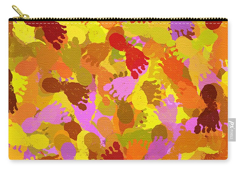 Abstract Zip Pouch featuring the mixed media Abstract Footprints by Christina Rollo