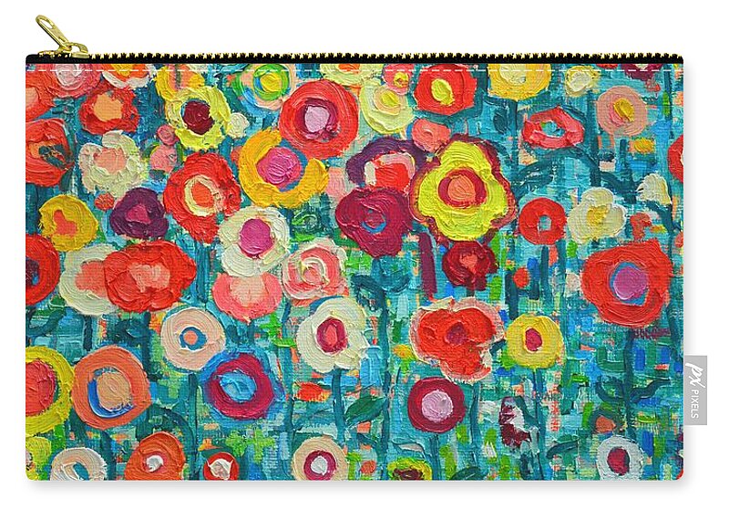 Abstract Carry-all Pouch featuring the painting Abstract Garden Of Happiness by Ana Maria Edulescu