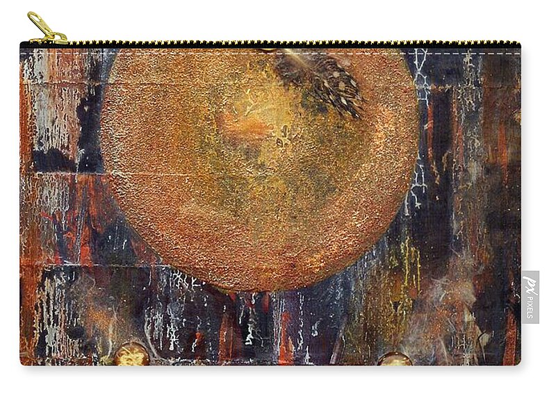 Collage Zip Pouch featuring the painting Abstract in Black and Copper by Desiree Paquette