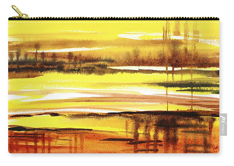 Abstract Landscape Zip Pouch featuring the painting Abstract Landscape Reflections I by Irina Sztukowski