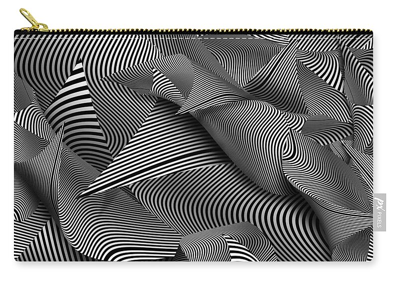 Journey Zip Pouch featuring the digital art Abstract - Lines - Path to destruction by Mike Savad