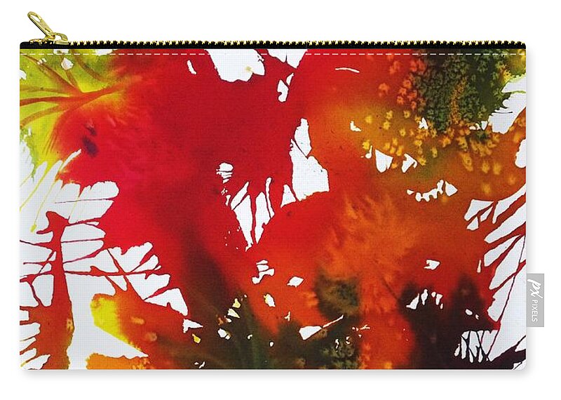 Abstract Zip Pouch featuring the painting Abstract - Riot Of Fall Color II - Autumn by Ellen Levinson