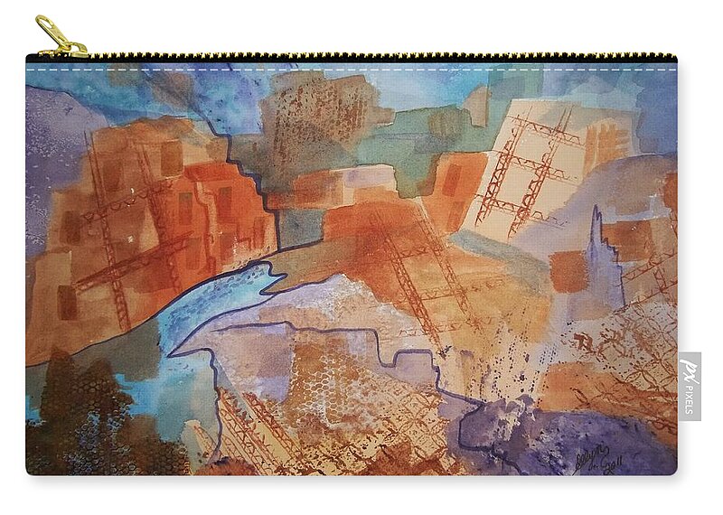 Ruins Zip Pouch featuring the painting Abstract Ruins by Ellen Levinson