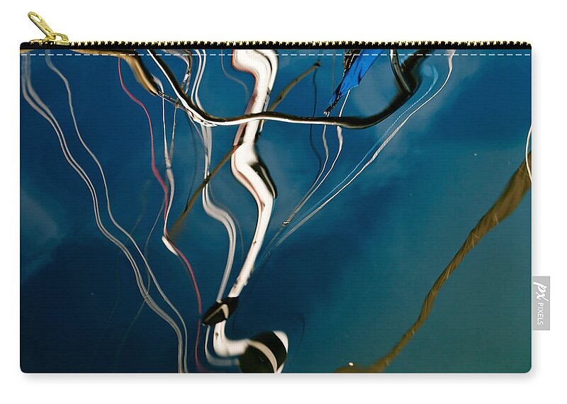 Sailboat Zip Pouch featuring the photograph Abstract Sailboat Mast Reflection by Jani Freimann