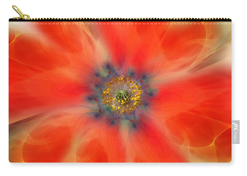 Abstract Zip Pouch featuring the digital art Abstract Veil Flower by Klara Acel