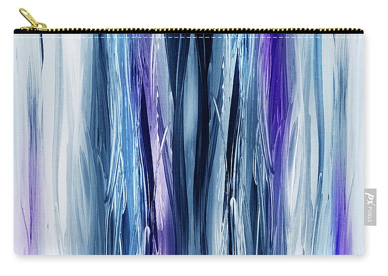 Waterfall Zip Pouch featuring the painting Abstract Waterfall Purple Flow by Irina Sztukowski