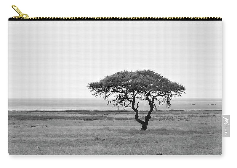 Steppe Zip Pouch featuring the photograph Acacia, In The Back The Etosha Pan by Moritz Wolf