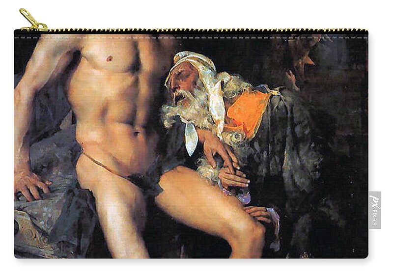 Jules Bastian Lepage Zip Pouch featuring the painting Achilles et Priam by Jules Bastien LePage