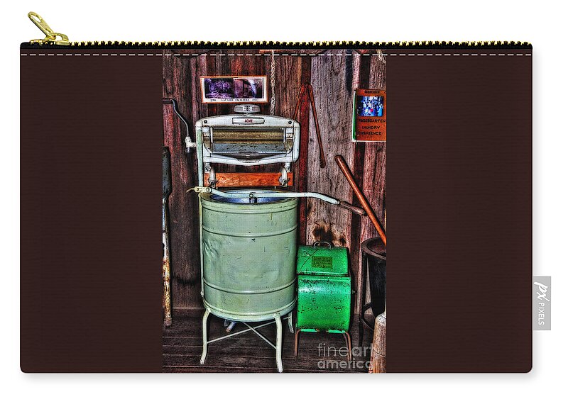 Photography Zip Pouch featuring the photograph Acme Washing Machine - Early 1900's by Kaye Menner