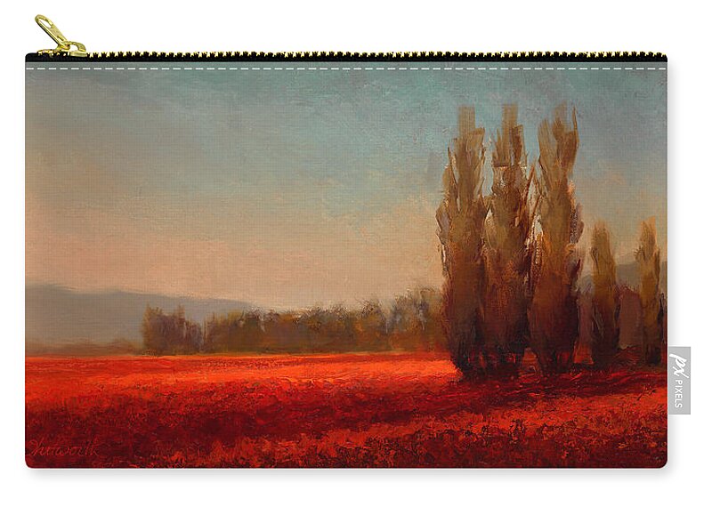 Skagit Zip Pouch featuring the painting Across the Tulip Field - Horizontal Landscape by K Whitworth
