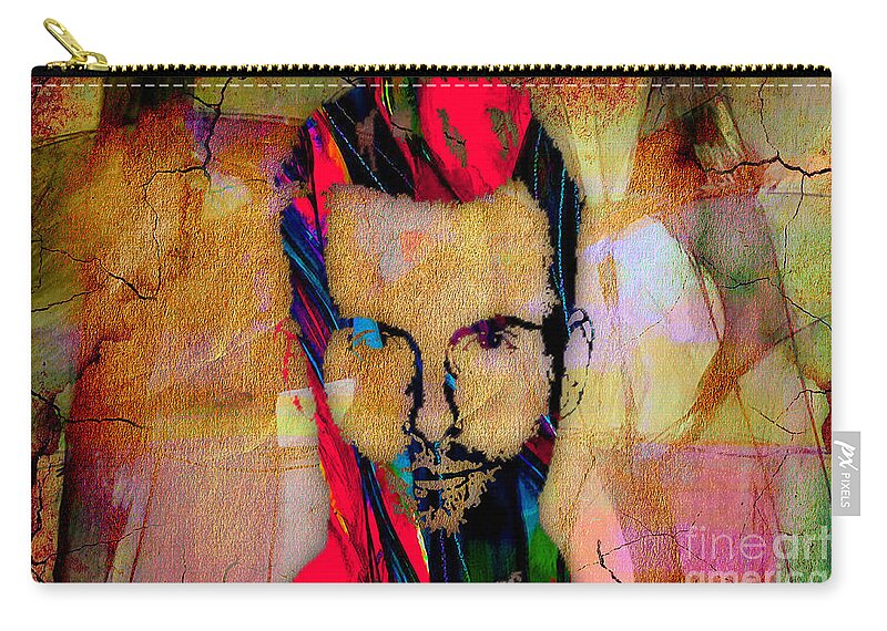 Adam Levine Zip Pouch featuring the mixed media Adam Levine Maroon 5 by Marvin Blaine