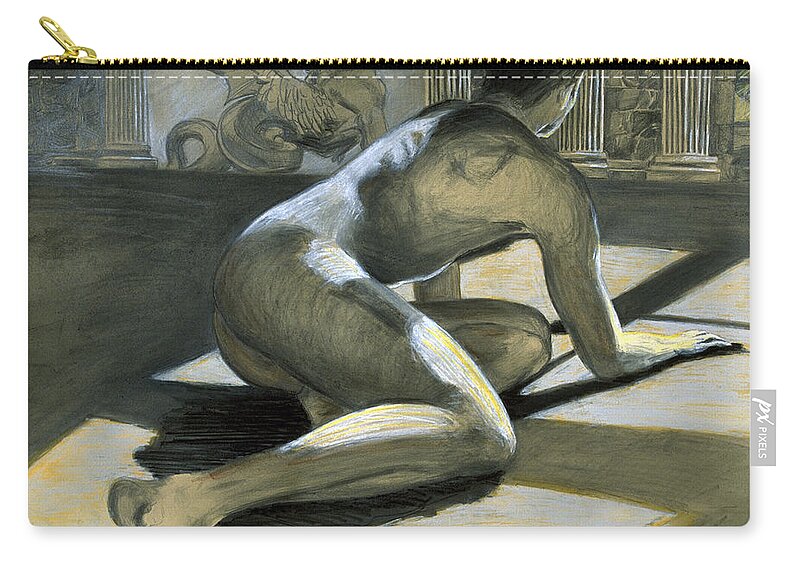Nude Boy Zip Pouch featuring the painting Admitting Our Falls by Rene Capone