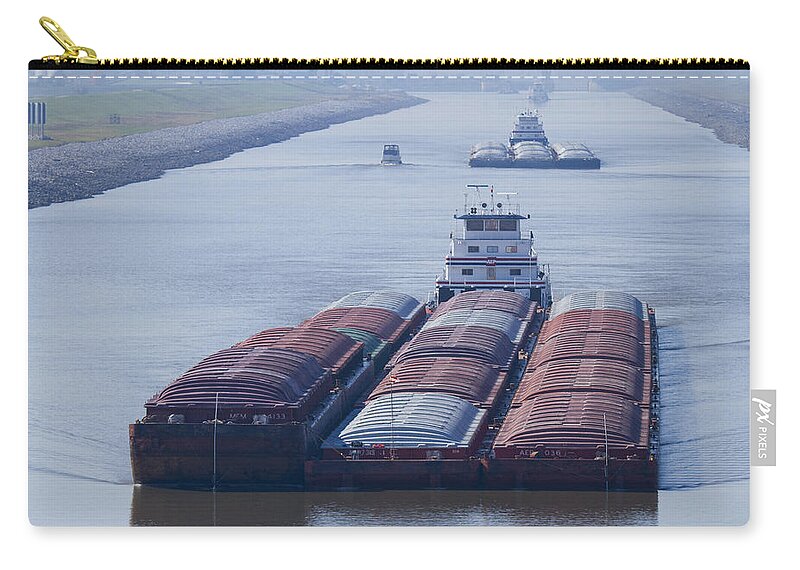 Towboats Zip Pouch featuring the photograph AEP Tow passing through the Chain of Rocks Canal by Garry McMichael