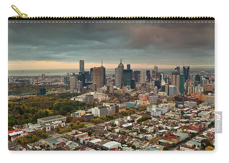 Suburb Zip Pouch featuring the photograph Aerial Of Inner Suburbs And City by Richard I'anson