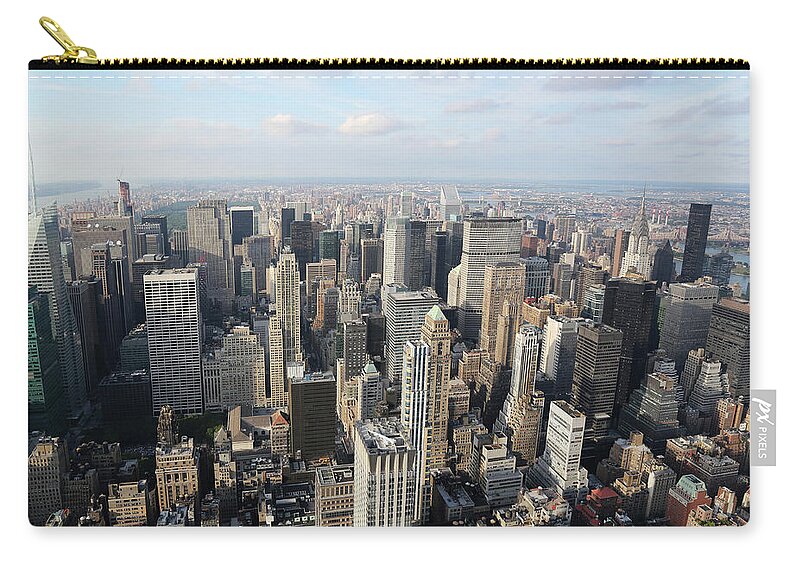 Downtown District Zip Pouch featuring the photograph Aerial View New York City Skyscrapers by Yenwen