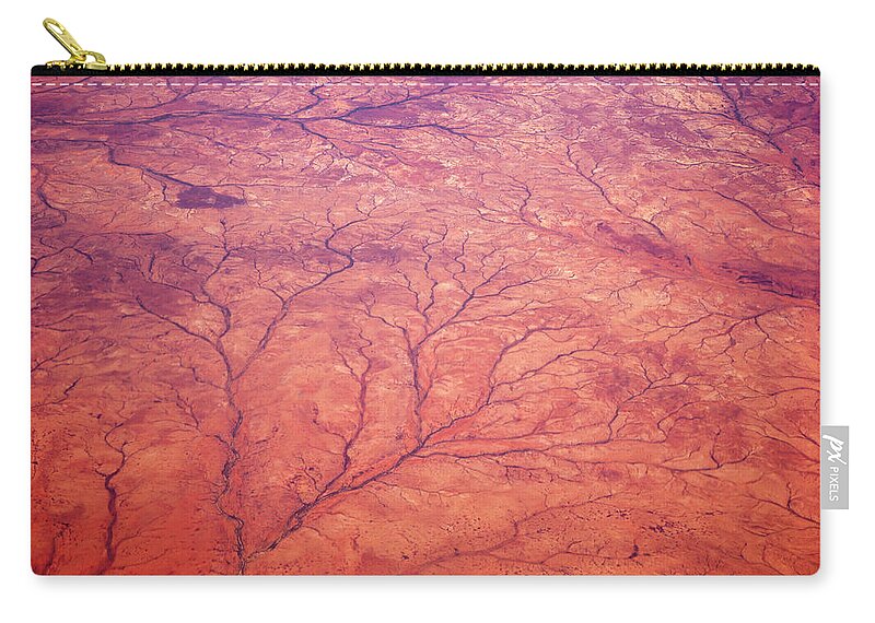 Scenics Zip Pouch featuring the photograph Aerial View Of Desert Landscape by Tobias Titz