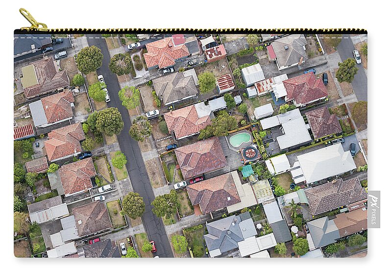 Suburb Zip Pouch featuring the photograph Aerial View Of Suburban Melbourne by Georgeclerk