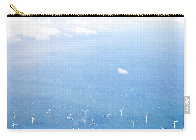 Curve Zip Pouch featuring the photograph Aerial View Of Wind Turbines In Sea by Johner Images