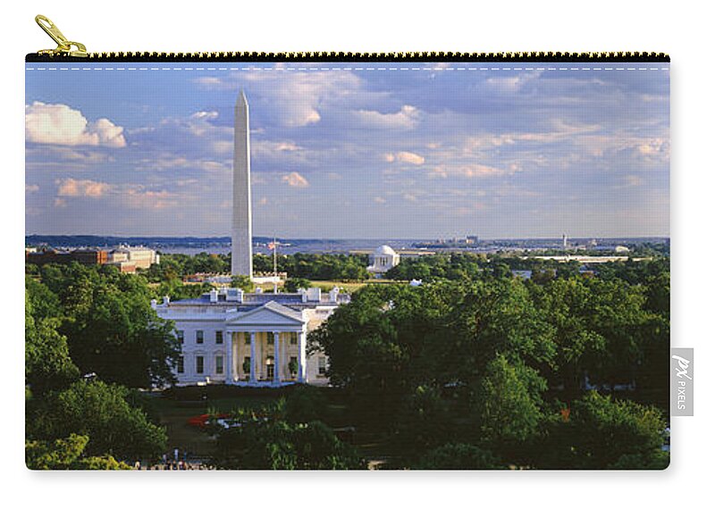 Photography Zip Pouch featuring the photograph Aerial, White House, Washington Dc by Panoramic Images