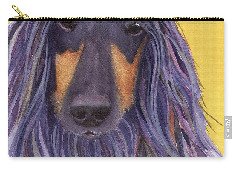 Afghan Hound Zip Pouch featuring the painting Afghan Hound by Greg and Linda Halom