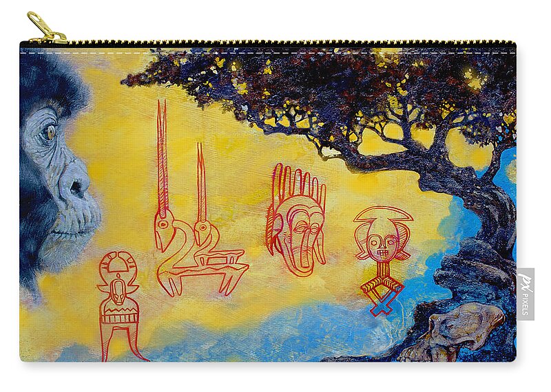 Africa Zip Pouch featuring the painting African dream by Derrick Higgins