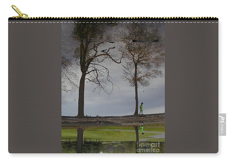 Copyright 2014 By Christopher Plummer Zip Pouch featuring the photograph After Soccer by the Pond by Christopher Plummer
