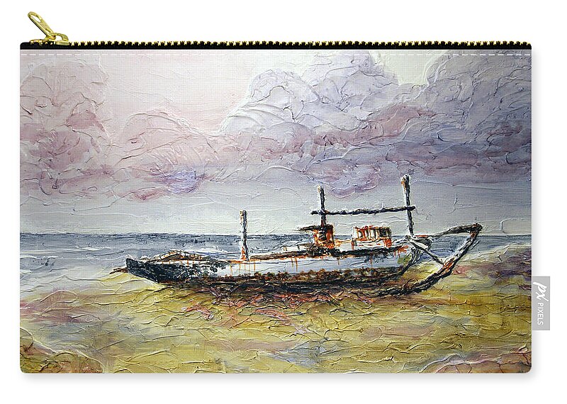 Beach Zip Pouch featuring the painting After the Storm by Joey Agbayani