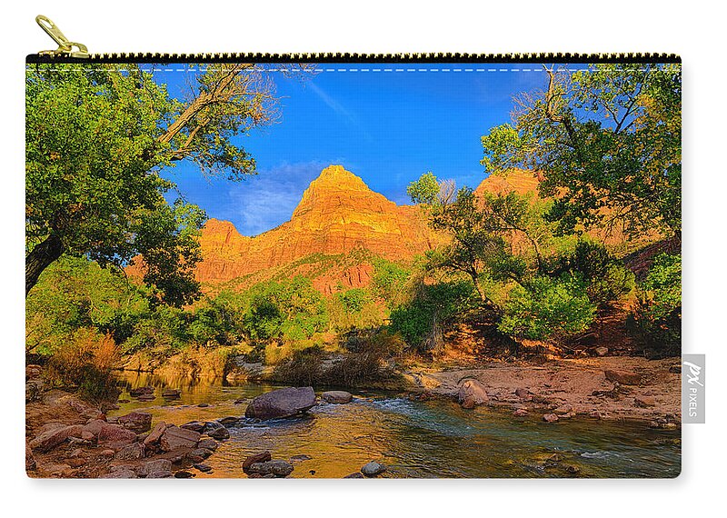 Zion Zip Pouch featuring the photograph Afternoon Along the Virgin River by Greg Norrell