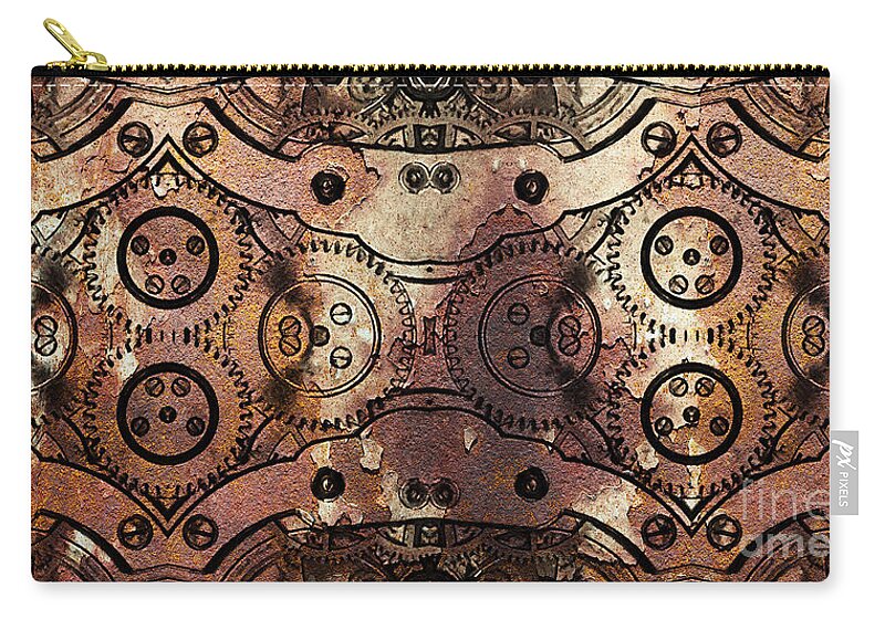 Steampunk Zip Pouch featuring the photograph Age Of The Machine 20130605rust long by Wingsdomain Art and Photography
