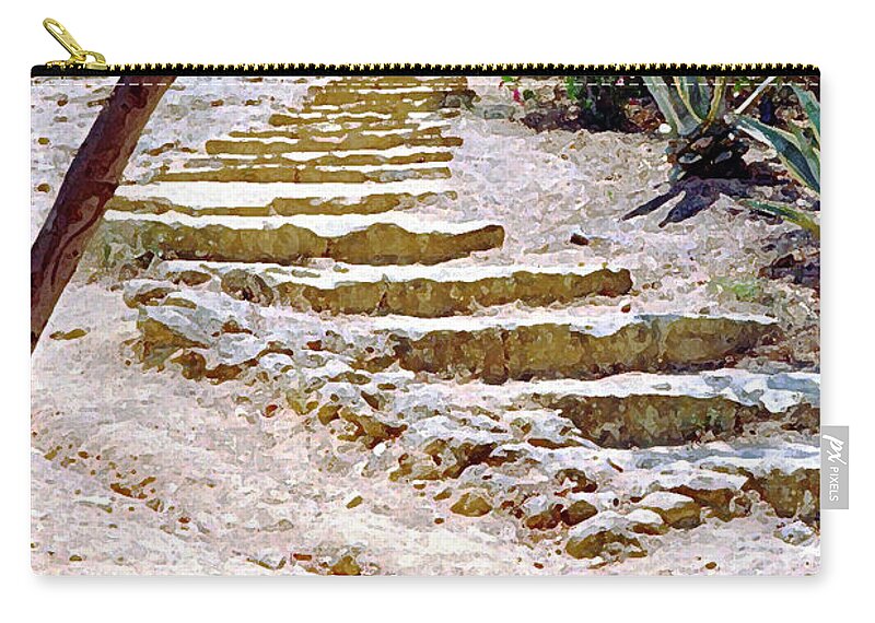 Agrigento Steps Zip Pouch featuring the digital art Agrigento Steps by John Vincent Palozzi