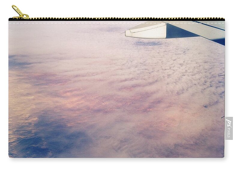 Extreme Terrain Zip Pouch featuring the photograph Airplane Wing And Clouds by A L Christensen
