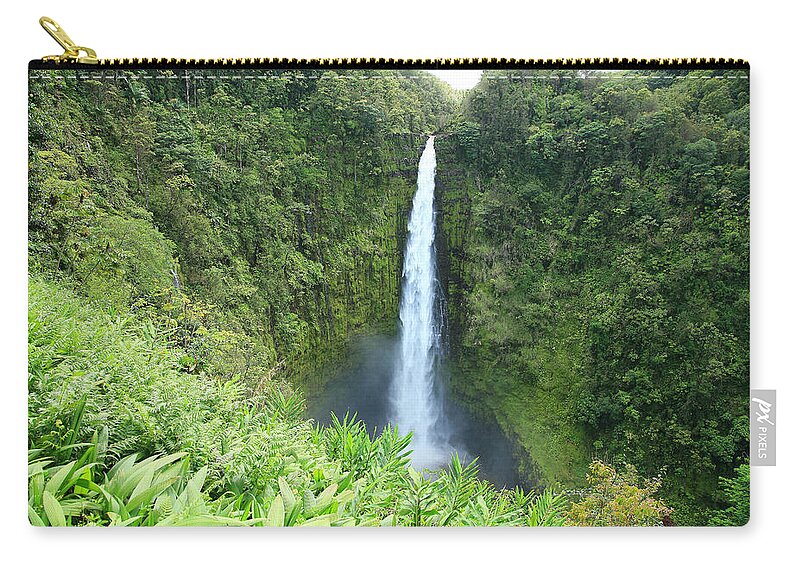Akaka Falls Zip Pouch featuring the photograph Akaka Falls by Peter French - Printscapes