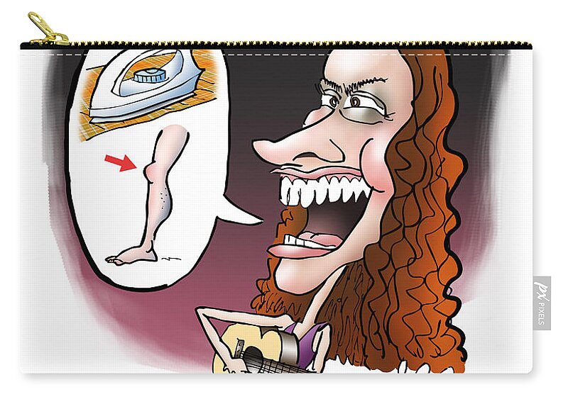 Cartoon Zip Pouch featuring the digital art Alanis Morissette by Mark Armstrong