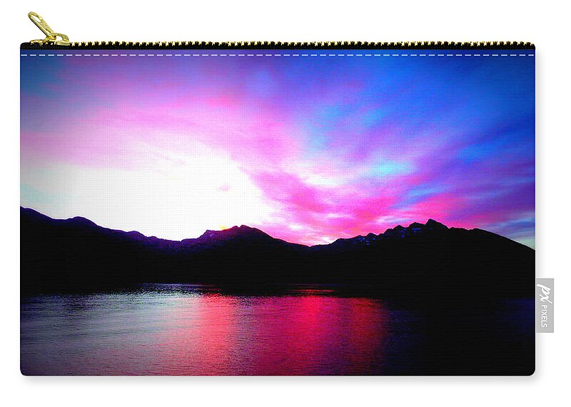 Lomography Zip Pouch featuring the photograph Alaska Sunset Lomography by Katy Hawk