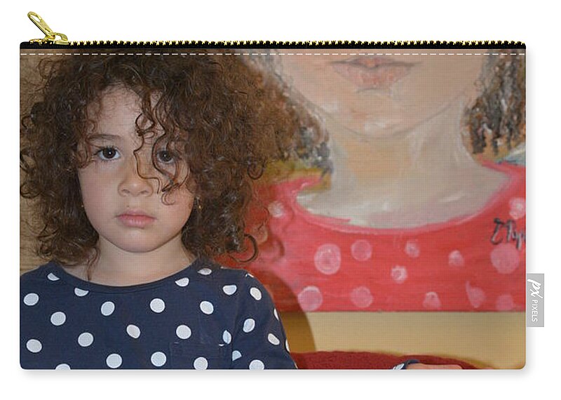 Photo Zip Pouch featuring the photograph Alex and Her Portrait by Evelina Popilian
