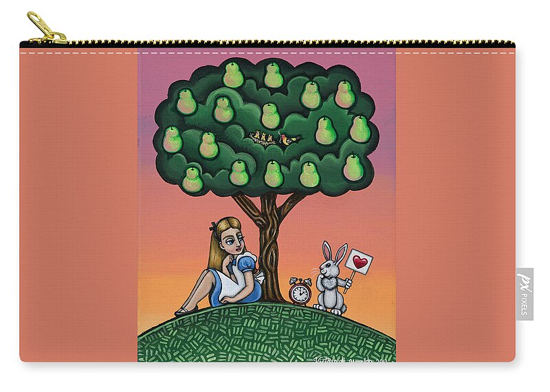 Alice Zip Pouch featuring the painting Alice in Wonderland art by Victoria De Almeida