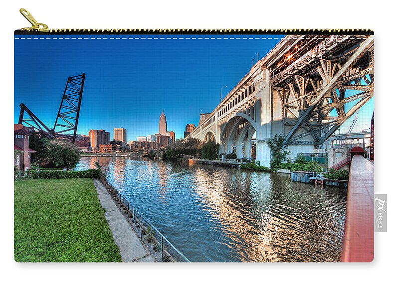 Hdr Zip Pouch featuring the photograph All Roads Lead to Cleveland by John Magyar Photography