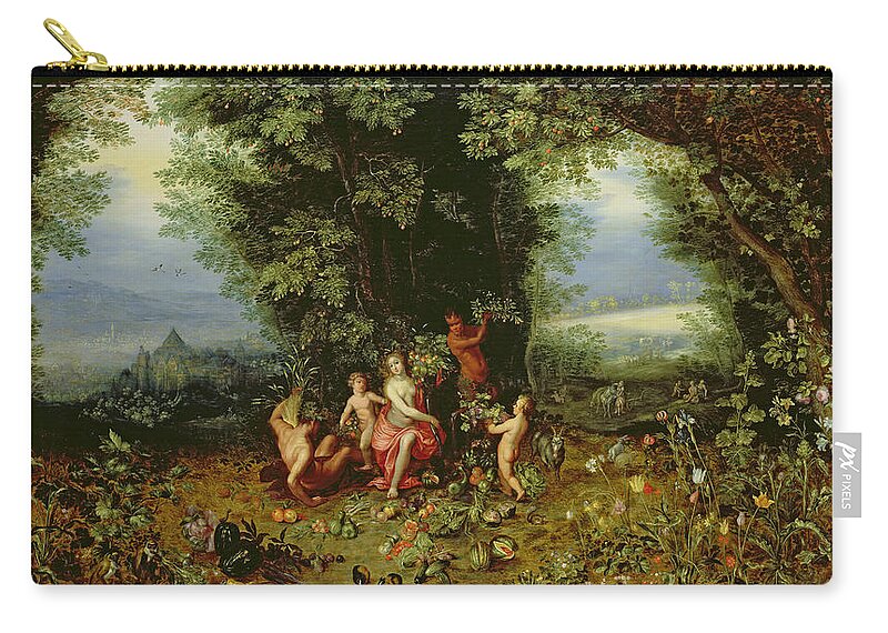 Allegory Of The Earth Zip Pouch featuring the painting Allegory of the Earth by Brueghel and Balen