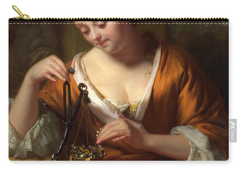 Godfried Schalcken Zip Pouch featuring the painting Allegory of Virtue and Riches by Godfried Schalcken