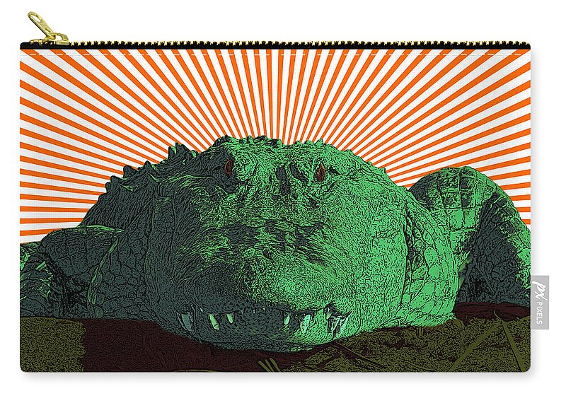 Alligator Zip Pouch featuring the digital art Alligator Art by Al Powell Photography USA