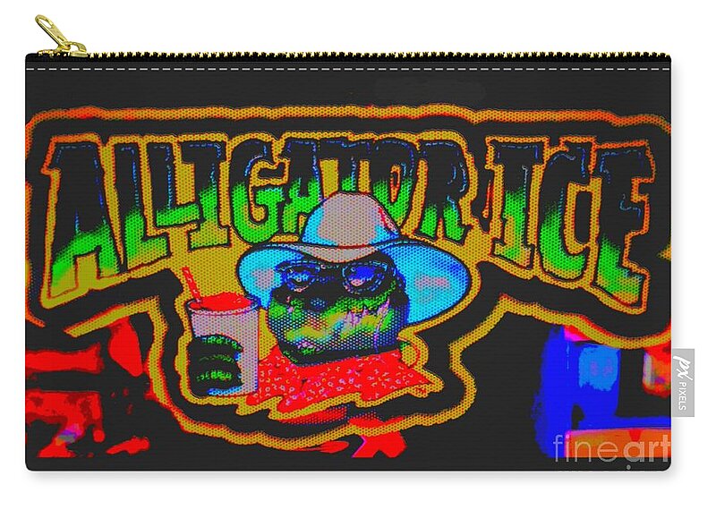  Zip Pouch featuring the photograph Alligator Ice Painted by Kelly Awad