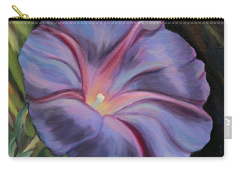 Morning Glory Zip Pouch featuring the painting Almost Glorious by Trina Teele